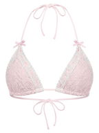 Coquette Cotton Eyelet Bikini Top (Pink)