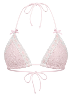 Coquette Cotton Eyelet Bikini Top (Pink)
