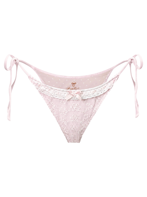 Coquette Cotton Eyelet Bikini Bottom (Pink)