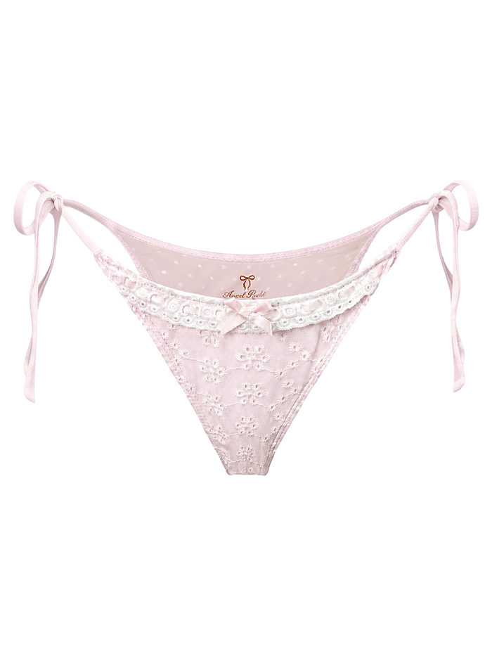 Coquette Cotton Eyelet Bikini Bottom (Pink)