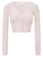 Coquette Frilly Cotton Shell Cardigan(Pink)