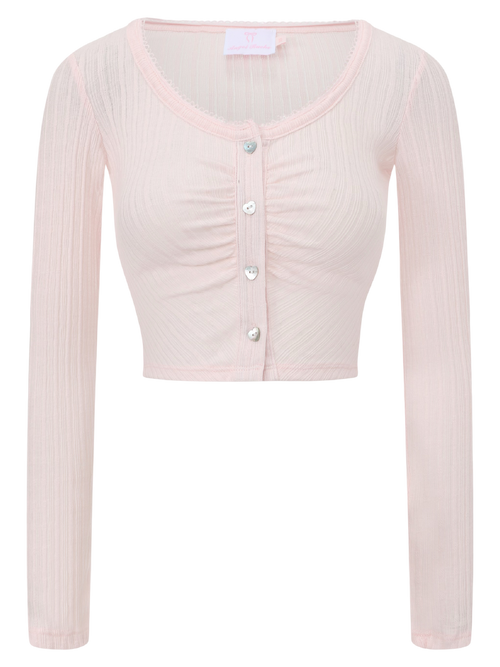 Coquette Frilly Cotton Shell Cardigan(Pink)