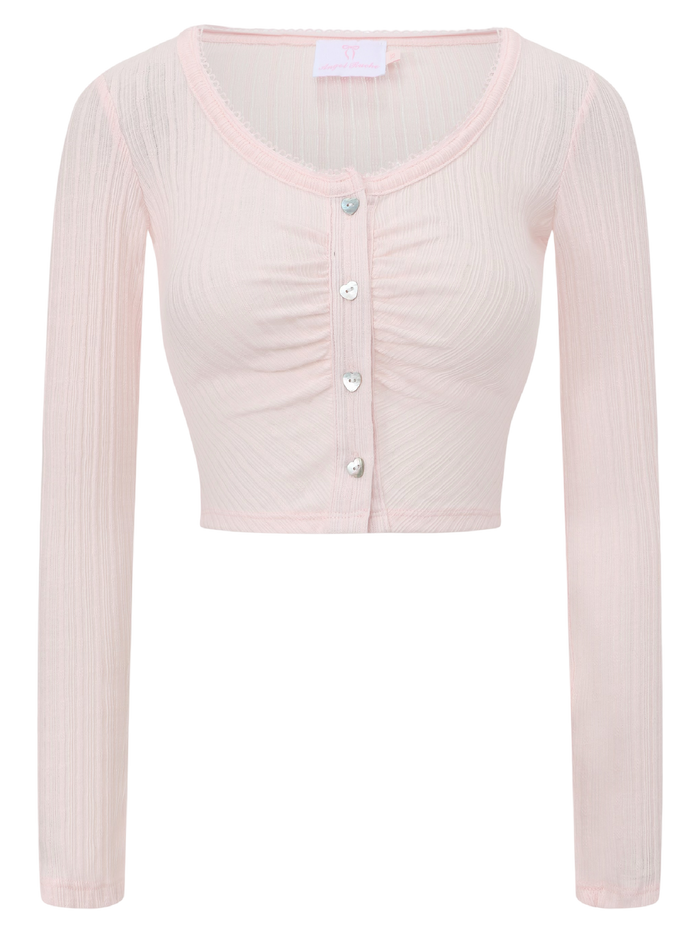 Coquette Frilly Cotton Shell Cardigan(Pink)
