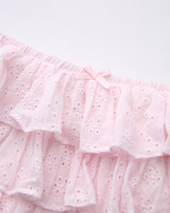 Coquette Cotton Eyelet Ruffles Skirt (Pink) - styling detail - Angel Ruche