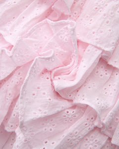 Coquette Cotton Eyelet Ruffles Skirt (Pink) - styling detail - Angel Ruche