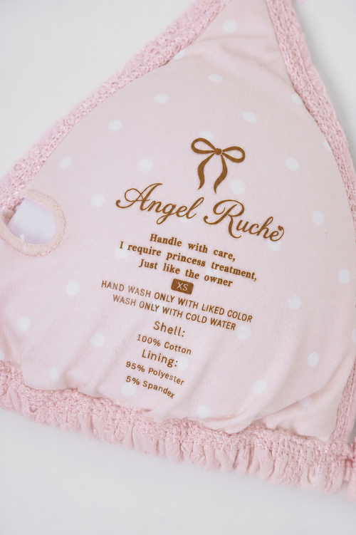 Coquette Cotton Eyelet Bikini Top (Pink) - styling detail - Angel Ruche