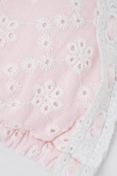 Coquette Cotton Eyelet Bikini Top (Pink) - styling detail - Angel Ruche