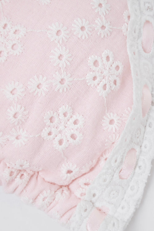 Coquette Cotton Eyelet Bikini Top (Pink) - styling detail - Angel Ruche
