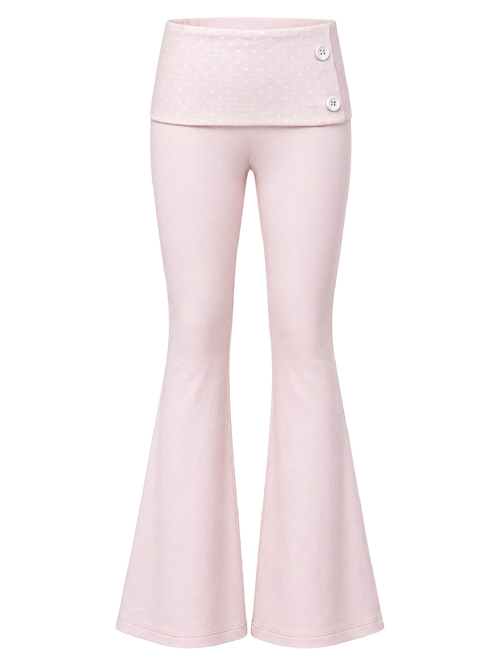 Whimsy Doll Cotton Polka Active Fold over Long Pants