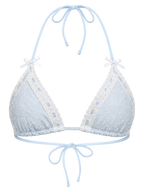 Coquette Cotton Eyelet Bikini Top (Blue)