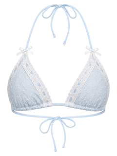 Coquette Cotton Eyelet Bikini Top (Baby Blue)