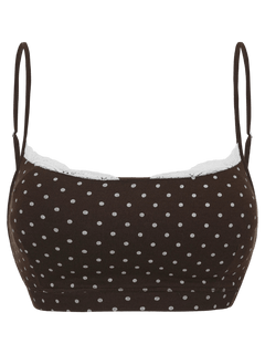 Whimsy Doll Cotton Polka Active Bralette(Brown)