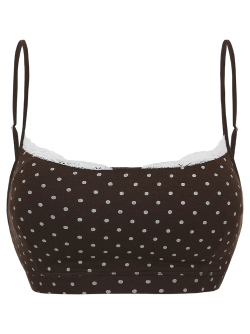Whimsy Doll Cotton Polka Active Bralette(Brown)