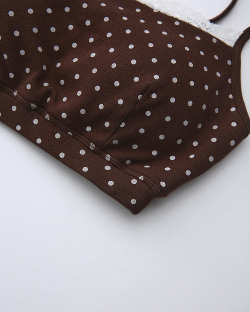 Whimsy Doll Cotton Polka Active Bralette(Brown)