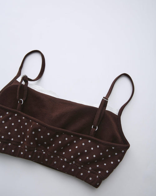 Whimsy Doll Cotton Polka Active Bralette(Brown)