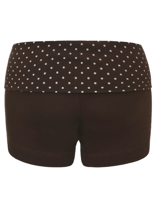 Whimsy Doll Cotton Polka Active Fold Over Shorts(Brown)
