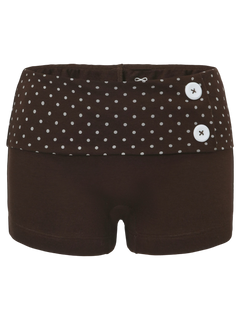 Whimsy Doll Cotton Polka Active Fold Over Shorts(Brown)