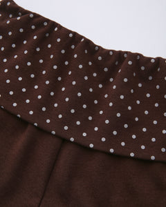 Whimsy Doll Cotton Polka Active Fold Over Shorts(Brown)
