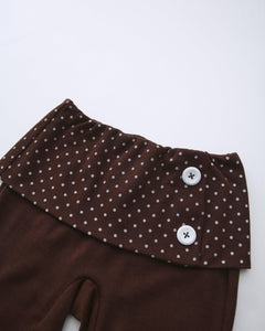 Whimsy Doll Cotton Polka Active Fold Over Capri Pants(Brown)
