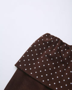 Whimsy Doll Cotton Polka Active Fold Over Capri Pants(Brown)