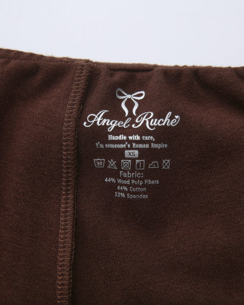 Whimsy Doll Cotton Polka Active Fold Over Capri Pants(Brown)