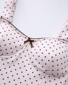 Whimsy Doll Cotton Active Top（Brown Polka）