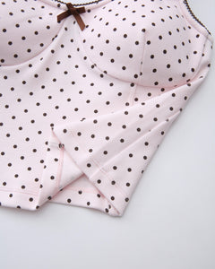 Whimsy Doll Cotton Active Top（Brown Polka）