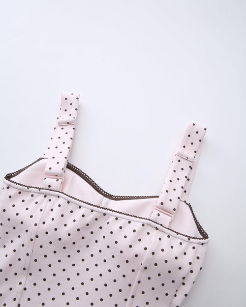 Whimsy Doll Cotton Active Top（Brown Polka）