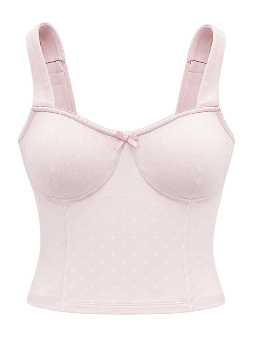 Whimsy Doll Cotton Polka Active Top(White Polka)