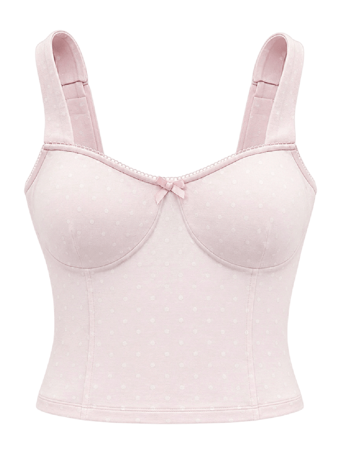 Whimsy Doll Cotton Polka Active Top(White Polka)