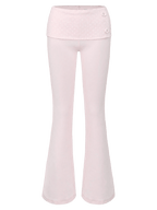 Whimsy Doll Cotton Active Fold over Long Pants (White Polka)