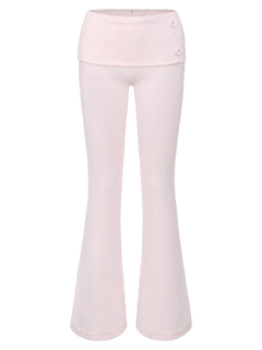 Whimsy Doll Cotton Active Fold over Long Pants (White Polka)