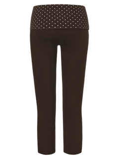 Whimsy Doll Cotton Polka Active Fold Over Capri Pants(Brown)