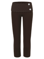 Whimsy Doll Cotton Polka Active Fold Over Capri Pants(Brown)