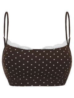 Whimsy Doll Cotton Polka Active Bralette(Brown)