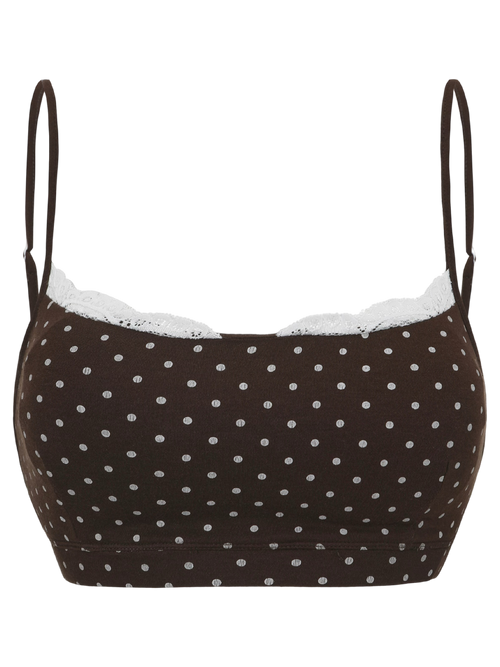 Whimsy Doll Cotton Polka Active Bralette(Brown)
