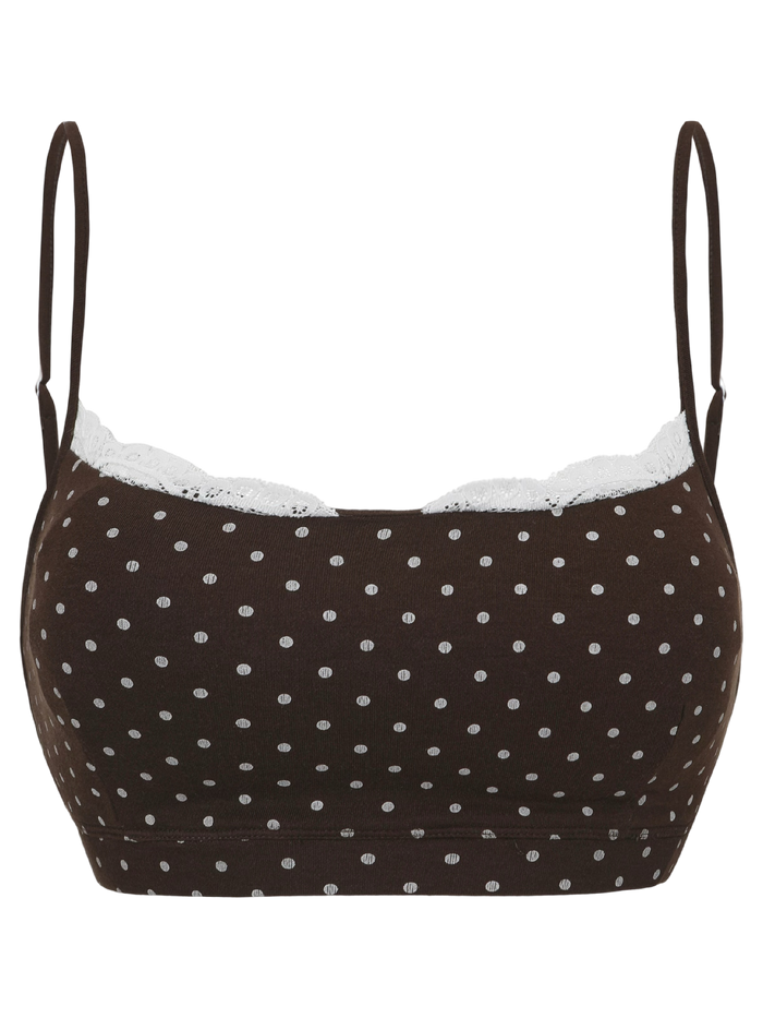Whimsy Doll Cotton Polka Active Bralette(Brown)