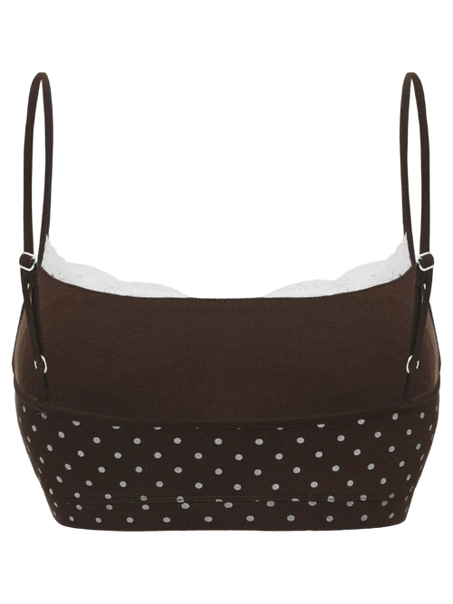 Whimsy Doll Cotton Polka Active Bralette(Brown)