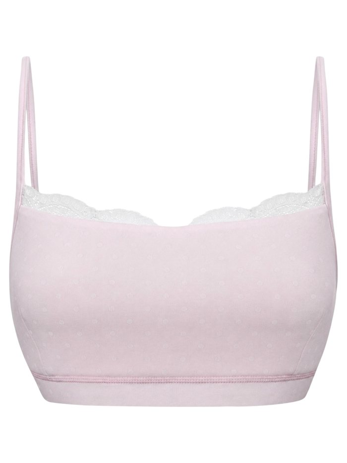 Whimsy Doll Cotton Polka Active Bralette(Pink)