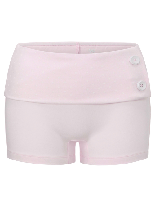 Whimsy Doll Cotton Polka Active Fold Over Shorts(Pink)