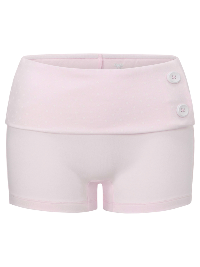 Whimsy Doll Cotton Polka Active Fold Over Shorts(Pink)