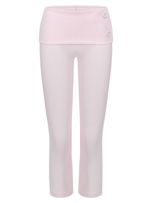 Whimsy Doll Cotton Polka Active Fold Over Capri Pants(Pink)
