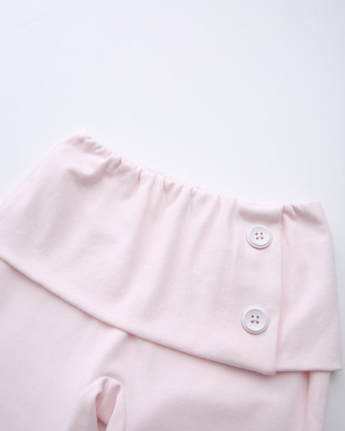 Whimsy Doll Cotton Polka Active Fold Over Capri Pants(Pink)