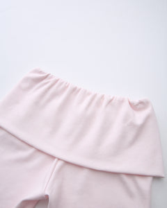 Whimsy Doll Cotton Polka Active Fold Over Capri Pants(Pink)