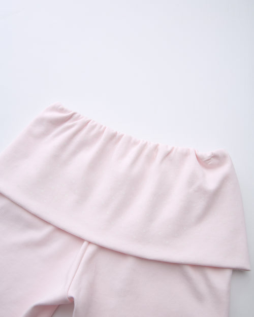Whimsy Doll Cotton Polka Active Fold Over Capri Pants(Pink)