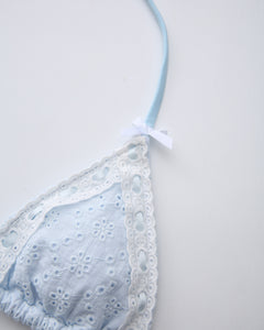 Coquette Cotton Eyelet Bikini Top (Baby Blue)