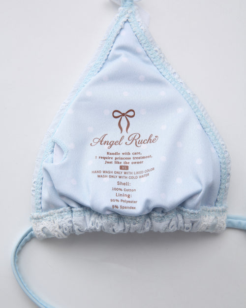 Coquette Cotton Eyelet Bikini Top (Baby Blue)