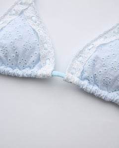 Coquette Cotton Eyelet Bikini Top (Baby Blue)
