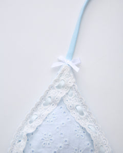Coquette Cotton Eyelet Bikini Top (Baby Blue)
