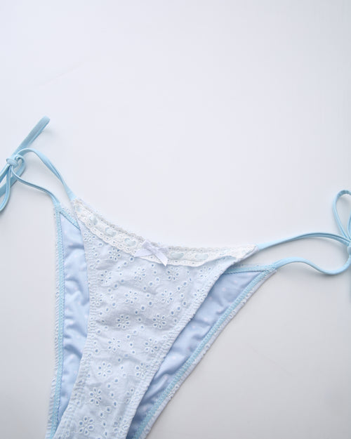 Coquette Cotton Eyelet Bikini Bottom (Baby Blue)